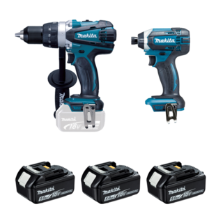 LOT DE 2 MACHINES 18V 5AH (DDF458 + DTD152)