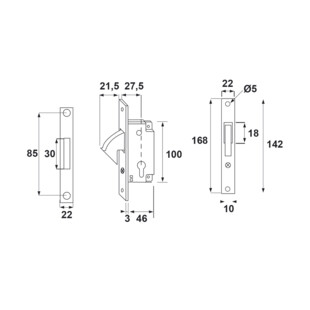 SERRURE A CROCHET RENTRANT