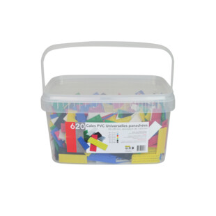 CALES UNIVERSELLES PANACHEES PVC 80X26MM SEAU 620PCS