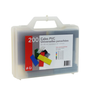 CALES UNIVERSELLES PANACHEES PVC 80X26MM VALISETTE DE 200 PCS