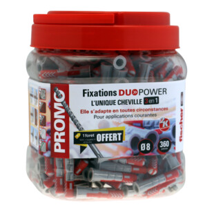 BIG BOX DE 360 CHEVILLES DUOPOWER 8X40 + FORET BETON OFFERT