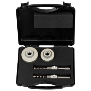 TREPAN CARBURE D68 ET 82MM + ARBRE HEX ET SDS+ + 2 FORETS CENTREURS (COFFRET)