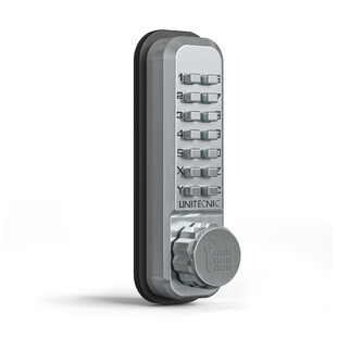 VERROU MECANIQUE CODE UNITECNIC 2200 PÊNE DORMANT EN APPLIQUE ALU BROSSE