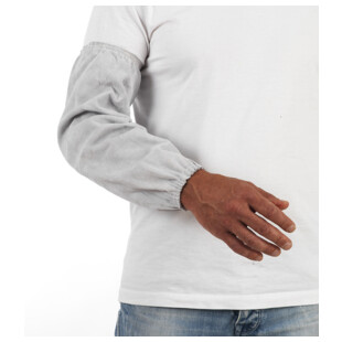 MANCHETTE SOUDEUR EN CROUTE DE CUIR GRIS CLAIR LA PAIRE