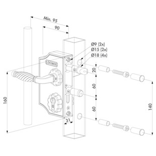 SERRURE STYLE FER FORGE AVEC GRAND COFFRE