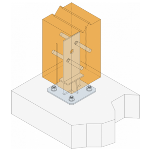 PIED DE POTEAU EN ÅME AVEC PLATINE PPS/DT