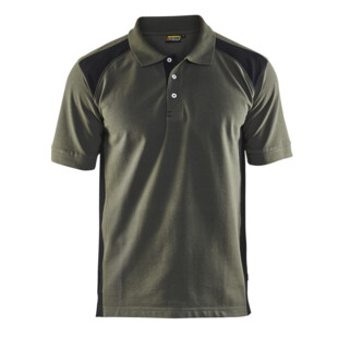 POLO PIQUE 2 COULEURS VERT ARMEE/NOIR