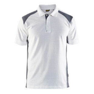 POLO PIQUE 2 COULEURS BLANC/GRIS