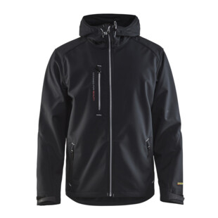 VESTE SOFTSHELL A CAPUCHE NOIR/ARGENT