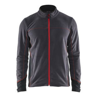 VESTE POLAIRE GRIS FONCE/ROUGE