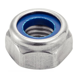 ECROU HEXAGONAL INDESSERRABLE AVEC BAGUE NYLON INOX A4