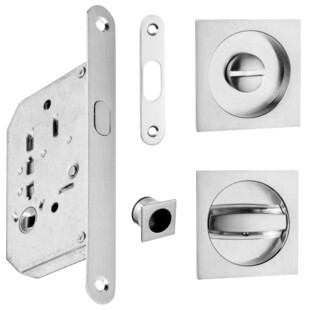 KIT SERRURE A LARDER POUR PORTE COULISSANTE ROSACES CARRES