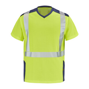 T-SHIRT MANCHES COURTES FLUO SAFE XP JAUNE FLUO/MARINE