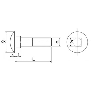 VIS A METAUX TETE RONDE COLLET CARRE INOX A2