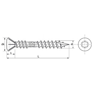 VIS POUR TERRASSES TETE FRAISEE 6 LOBES INOX A2