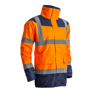PARKA KETA MATELASSEE POLYSTER HI-VIZ ORANGE/MARINE
